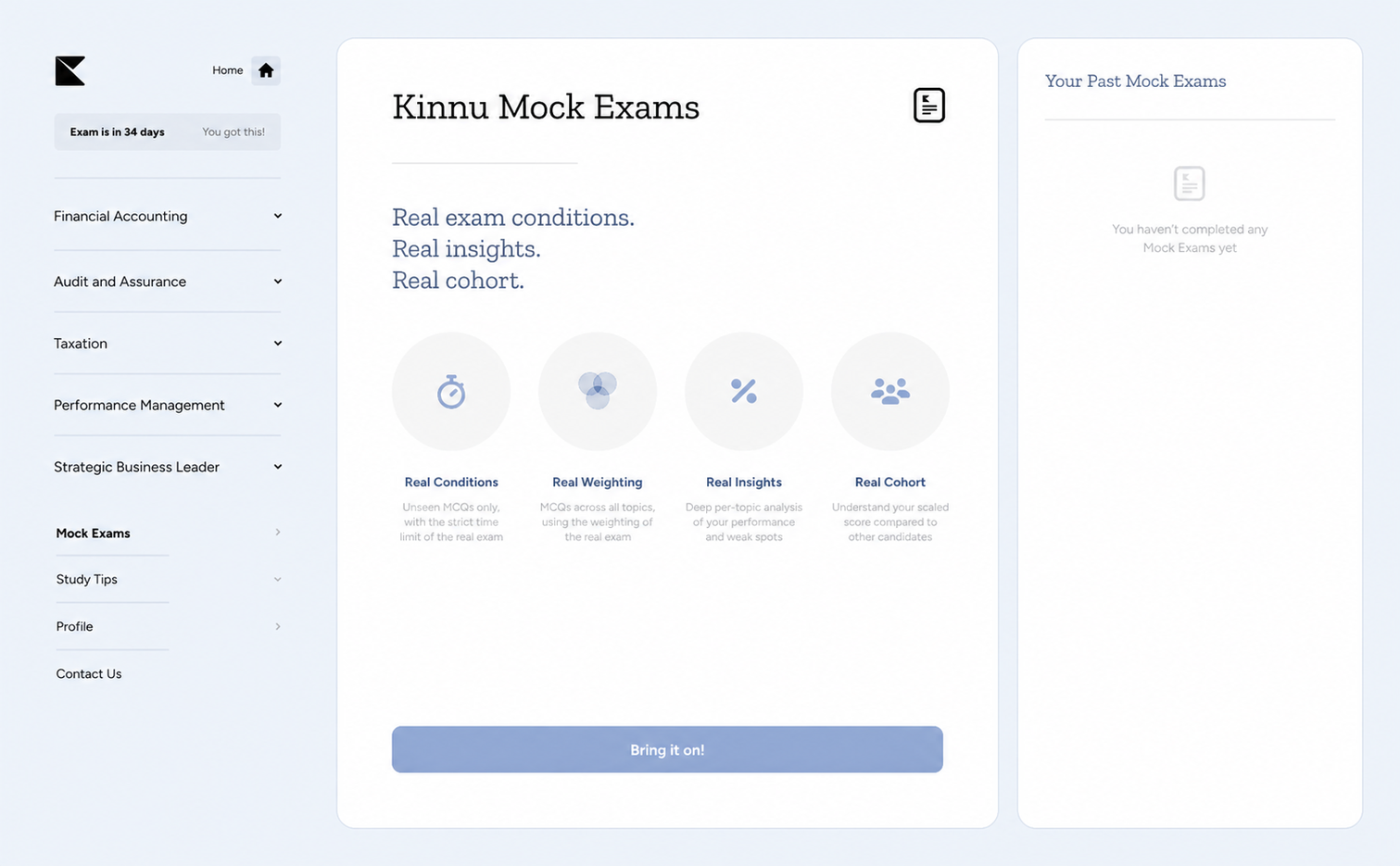 Kinnu ACCA mock exam analytics