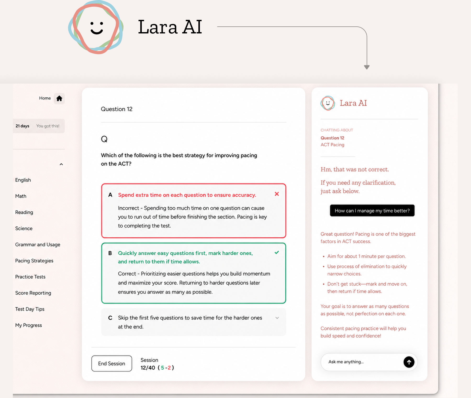 Lara AI chat interface