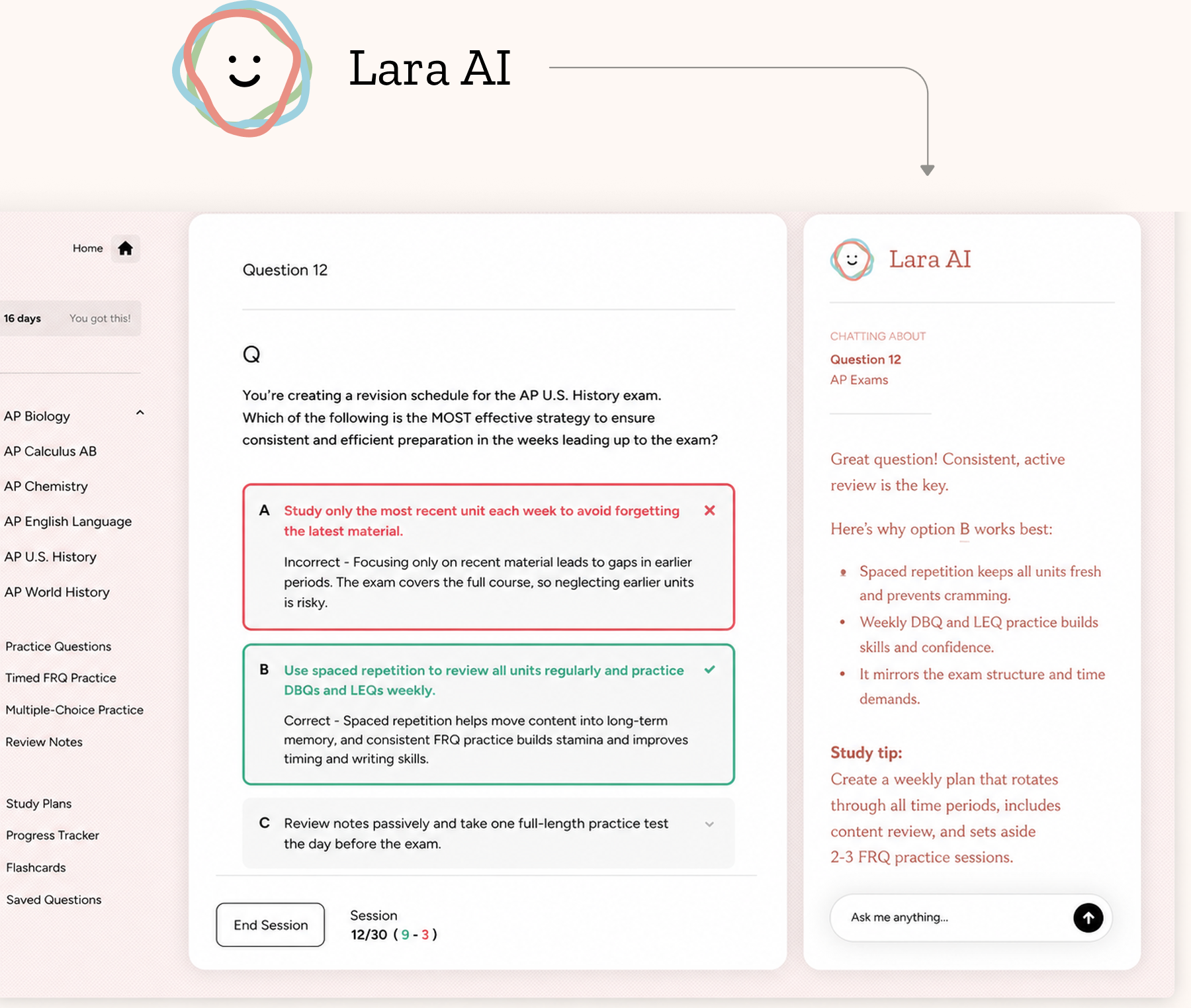 Lara AI chat interface