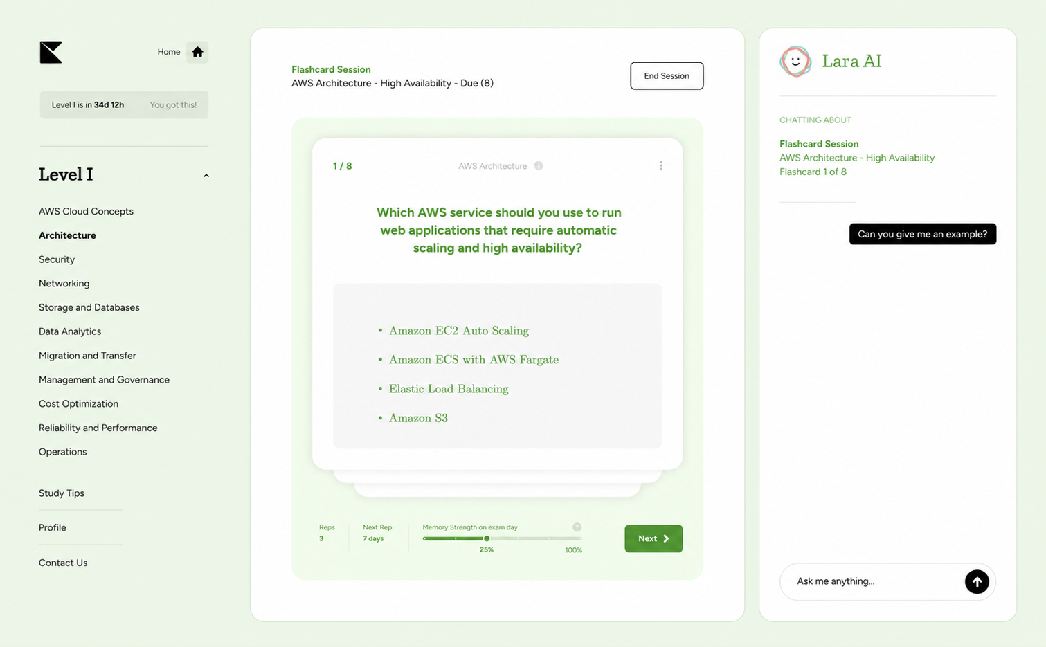 Kinnu AWS flashcards