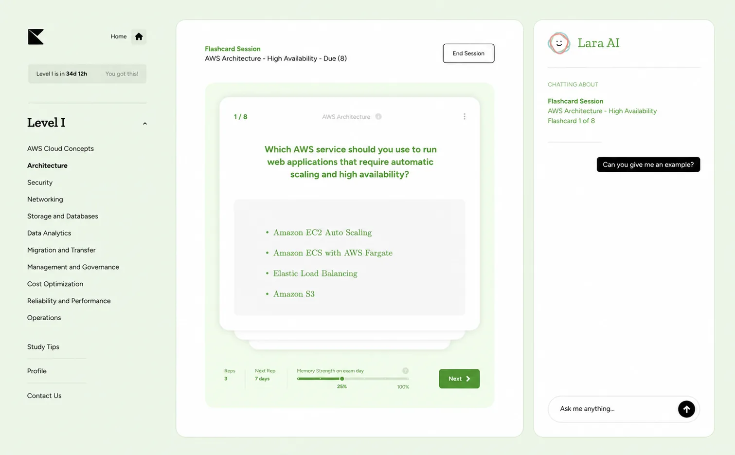 Kinnu AWS flashcards
