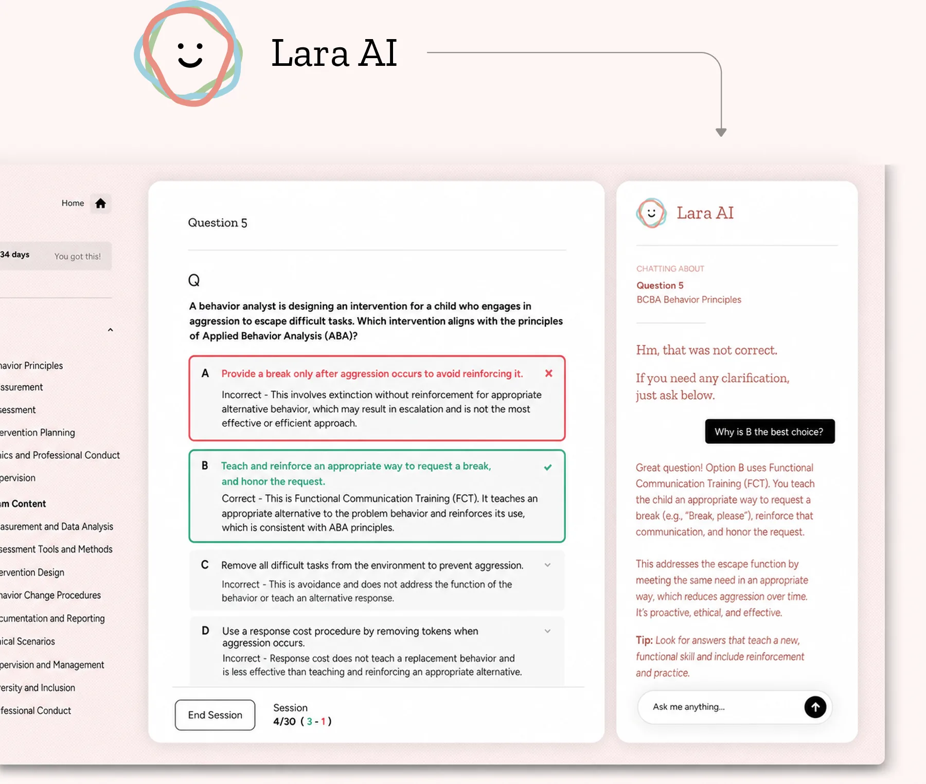 Lara AI chat interface