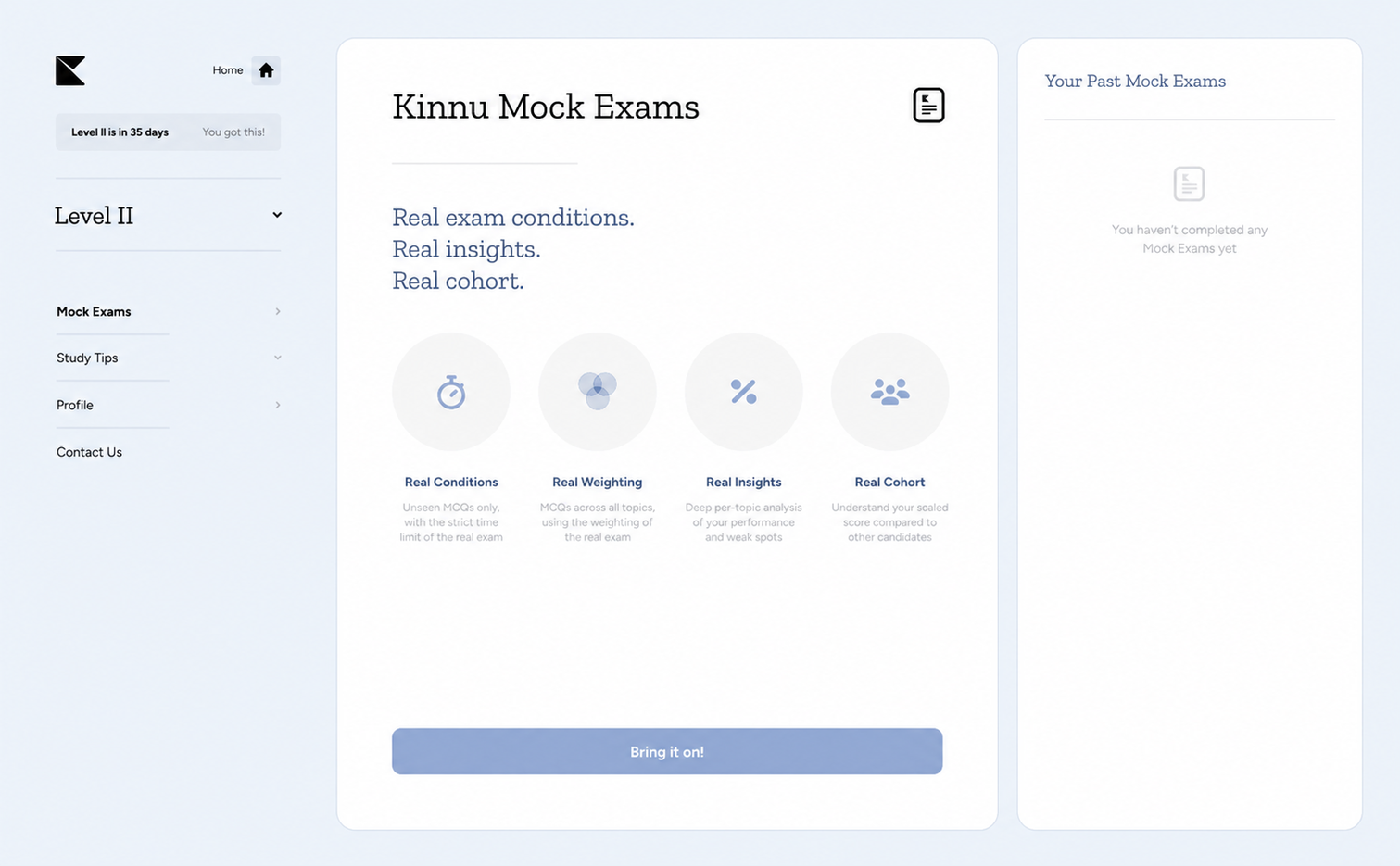 Kinnu CFA Level II mock exam analytics