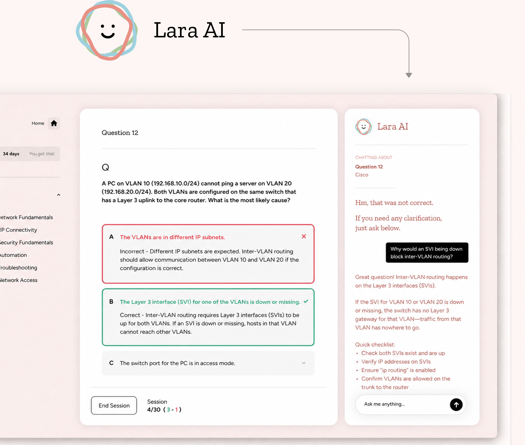 Lara AI chat interface