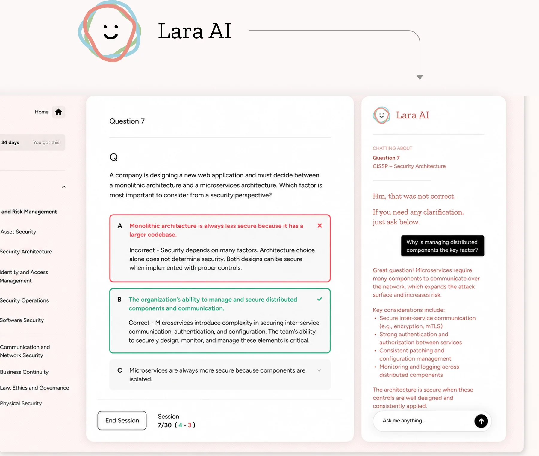 Lara AI chat interface