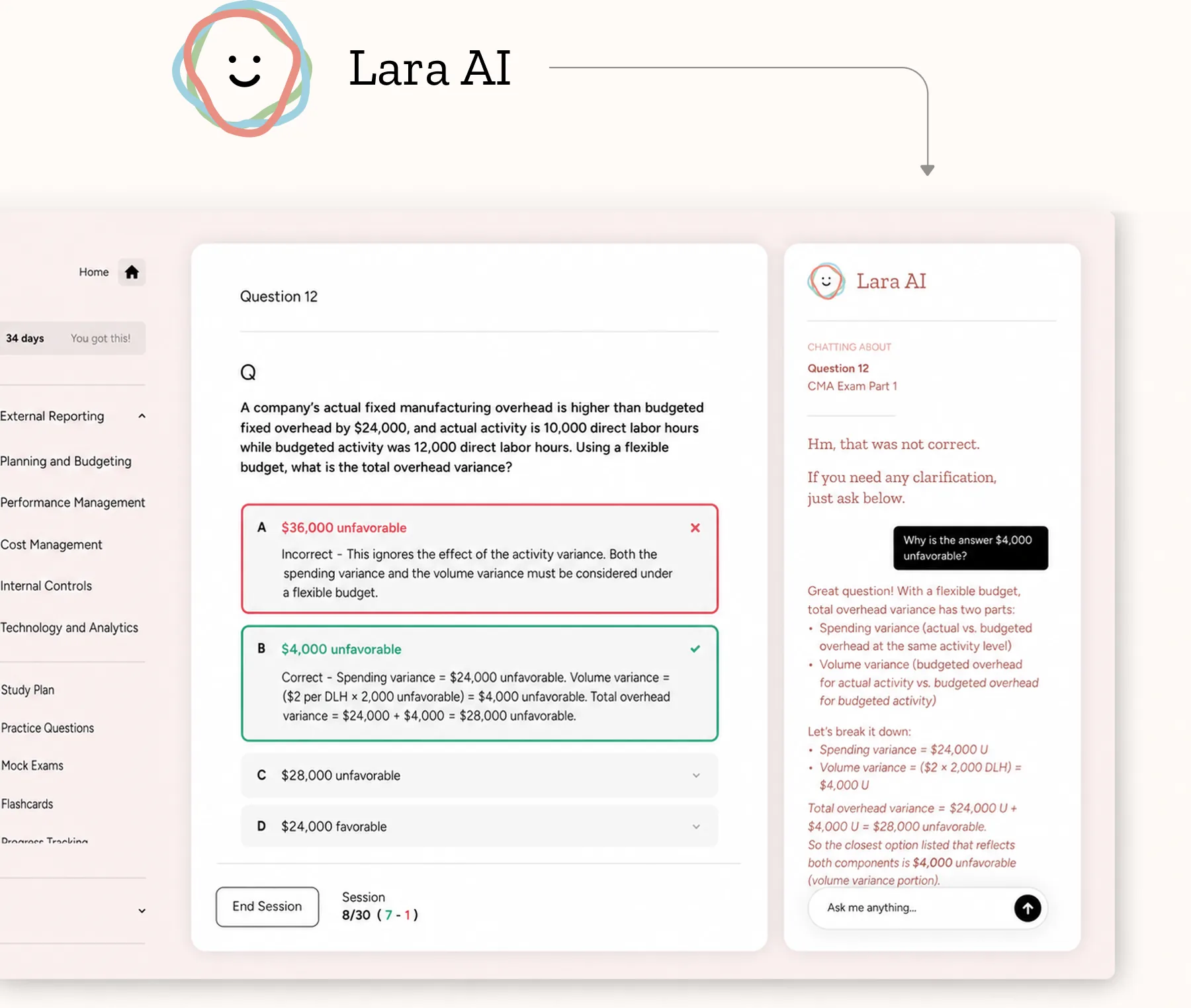 Lara AI chat interface