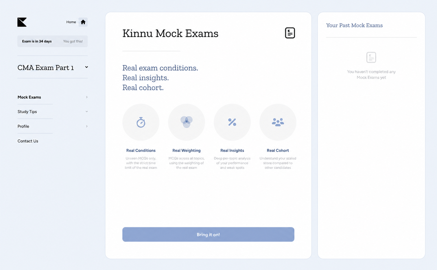 Kinnu CMA Part 1 mock exam analytics