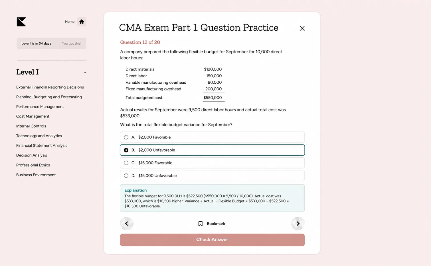 Kinnu CMA Part 1 question practice