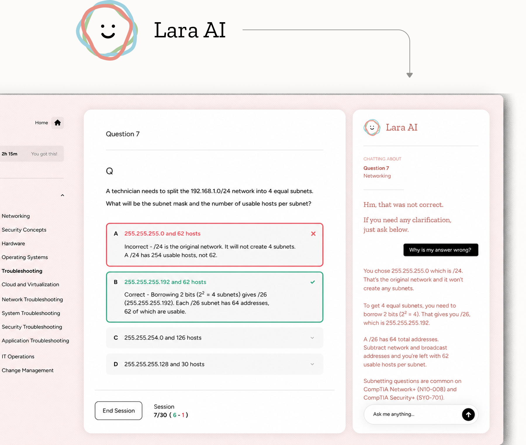 Lara AI chat interface