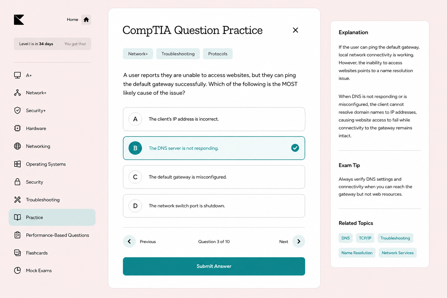 Kinnu CompTIA question practice