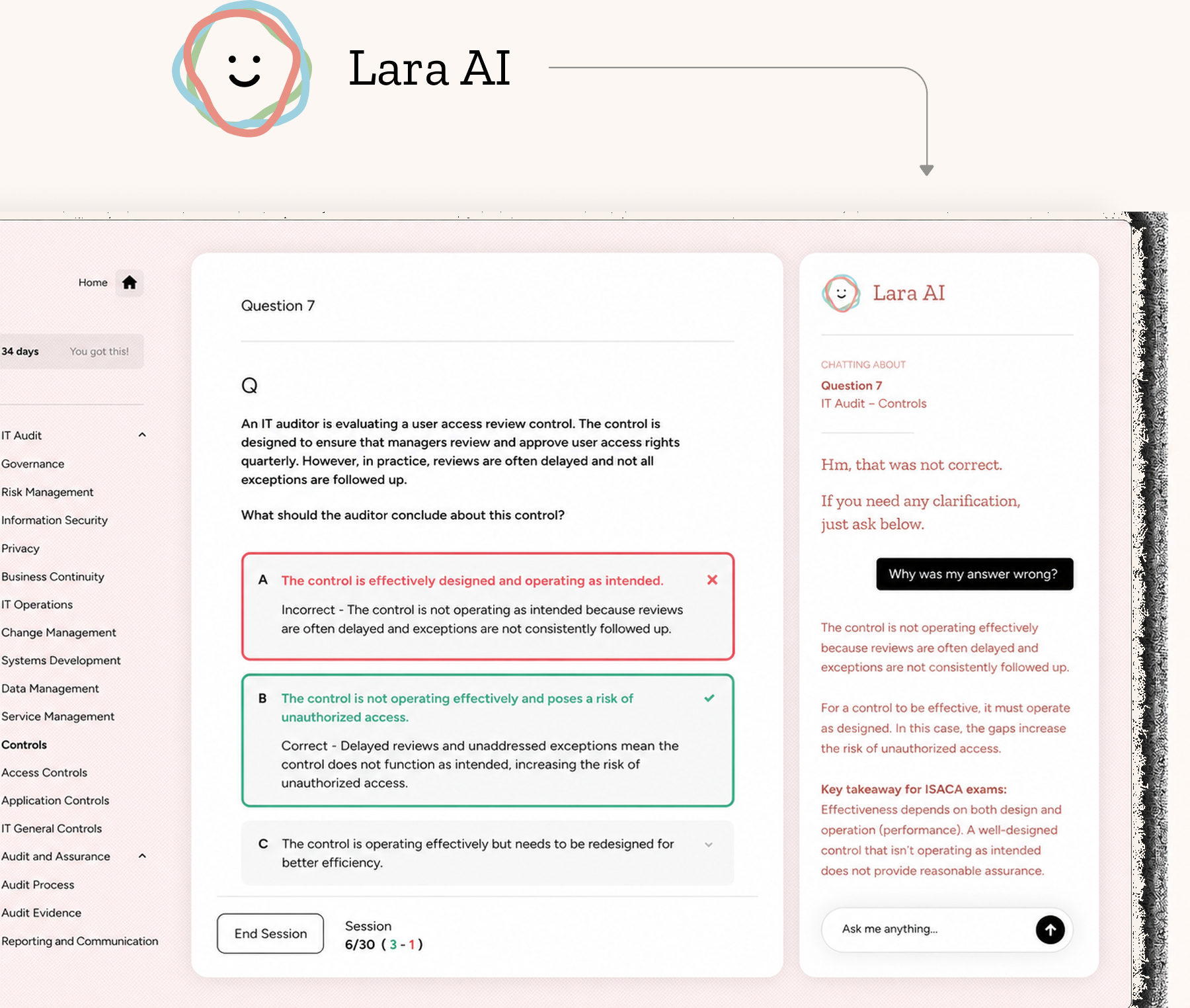 Lara AI chat interface