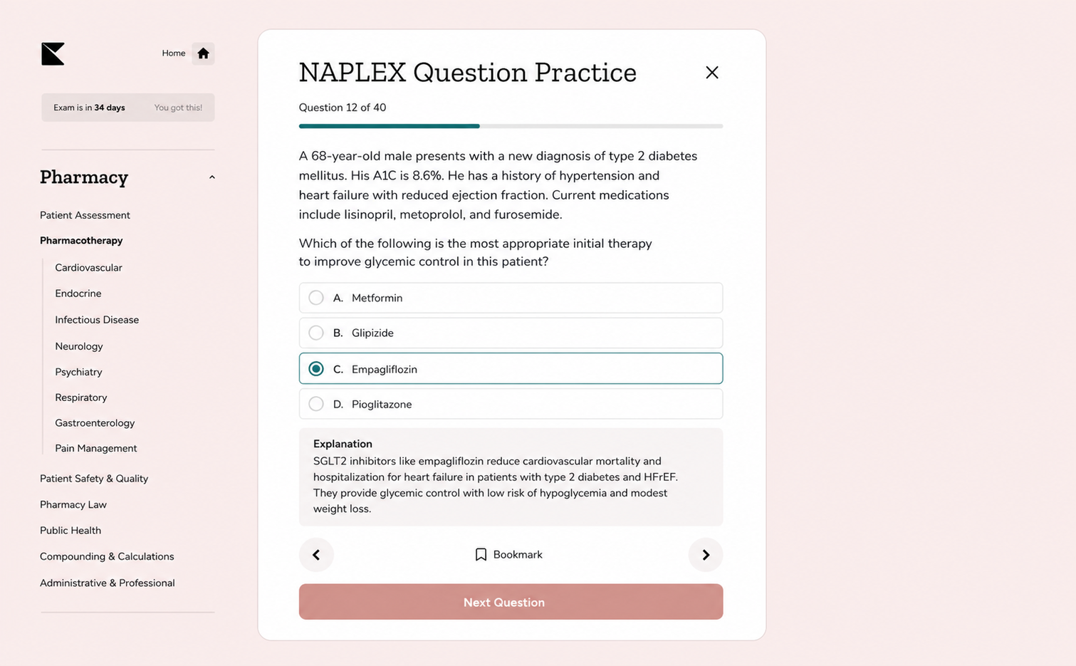 Kinnu NAPLEX question practice