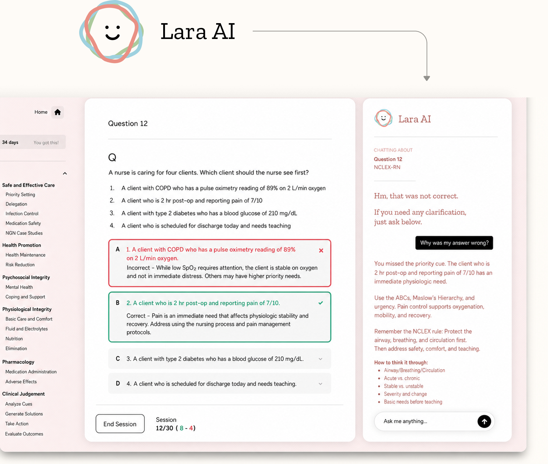 Lara AI chat interface
