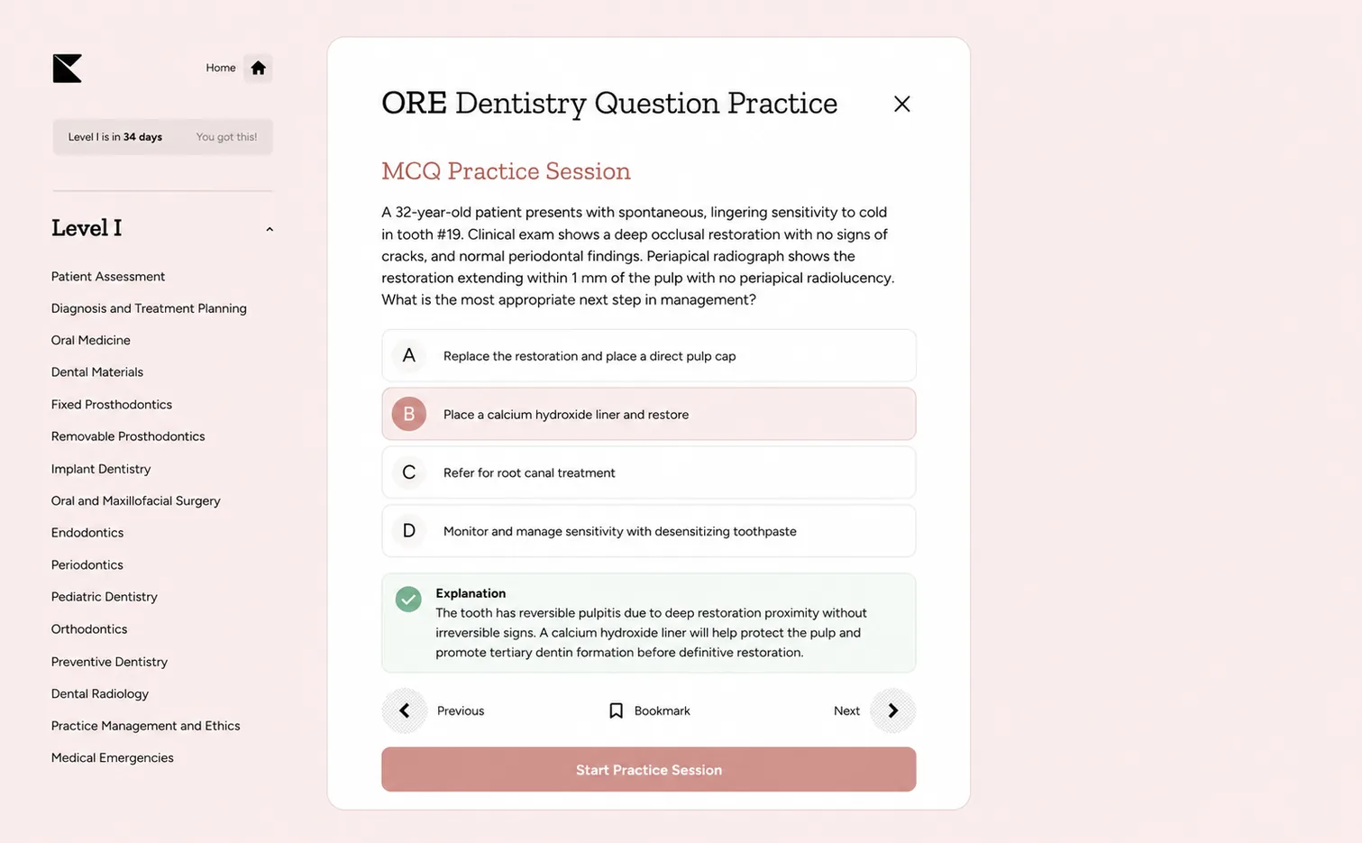 Kinnu ORE Dentistry question practice