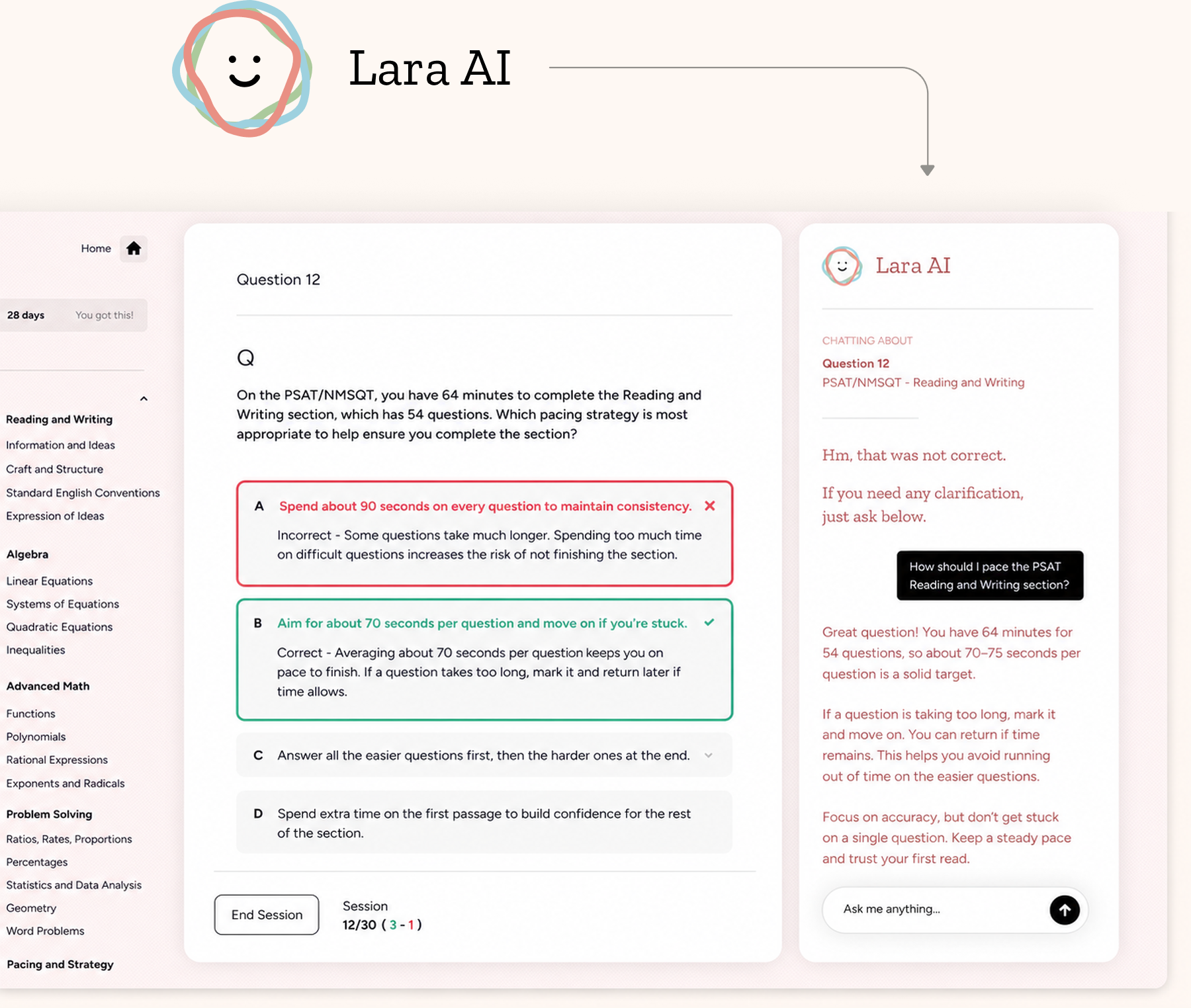 Lara AI chat interface