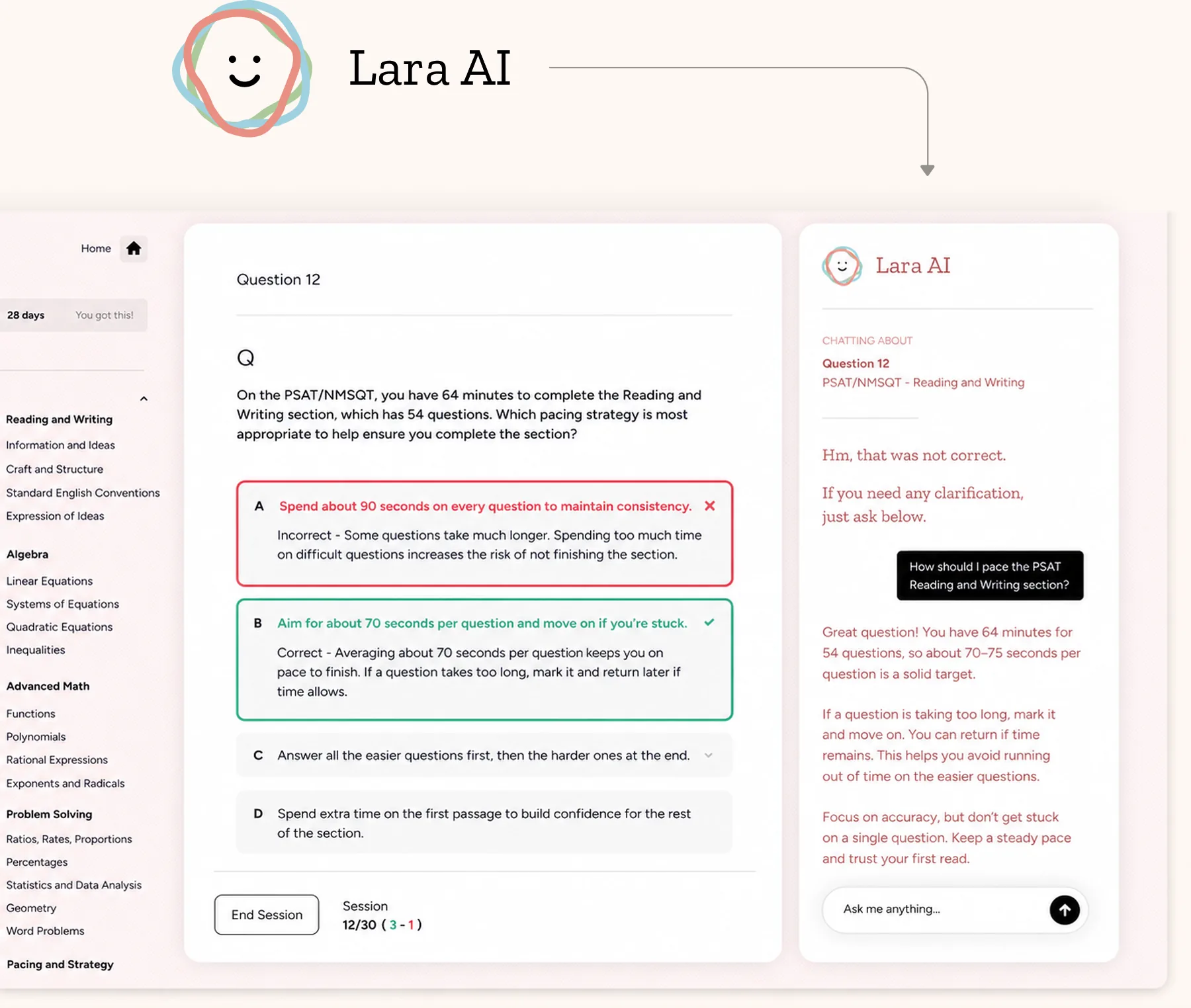 Lara AI chat interface