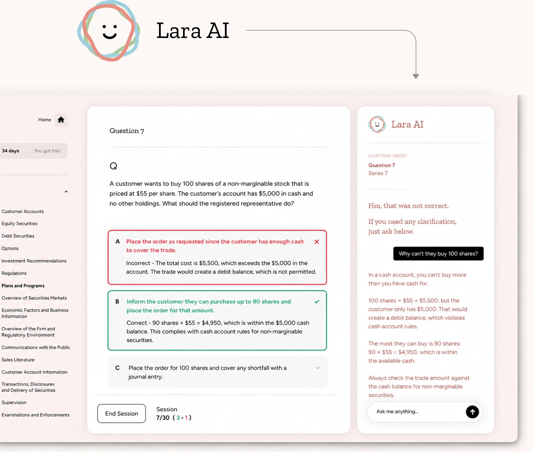 Lara AI chat interface