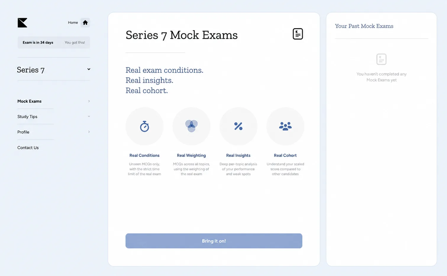 Kinnu Series 7 mock exam analytics
