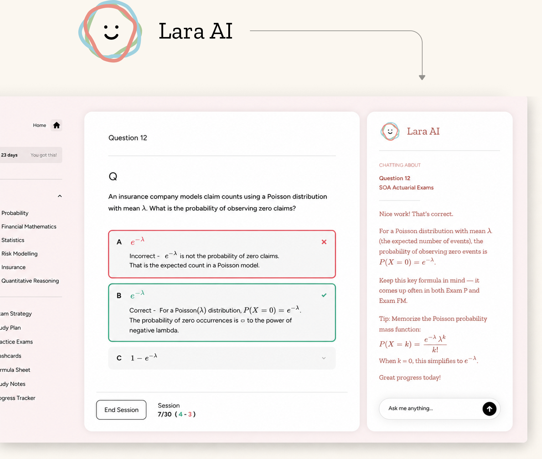Lara AI chat interface