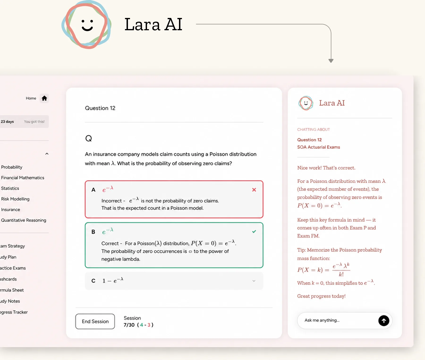 Lara AI chat interface