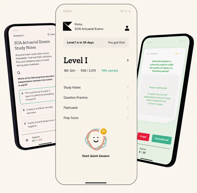 Kinnu SOA Actuarials mobile app