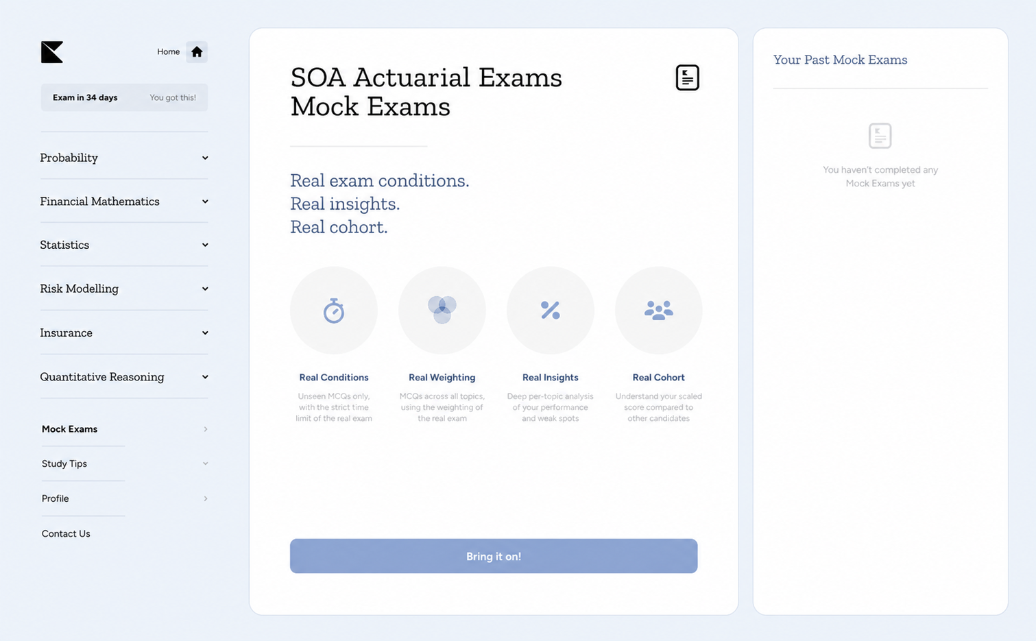 Kinnu SOA Actuarials mock exam analytics