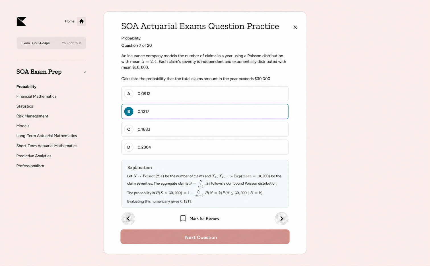 Kinnu SOA Actuarials question practice