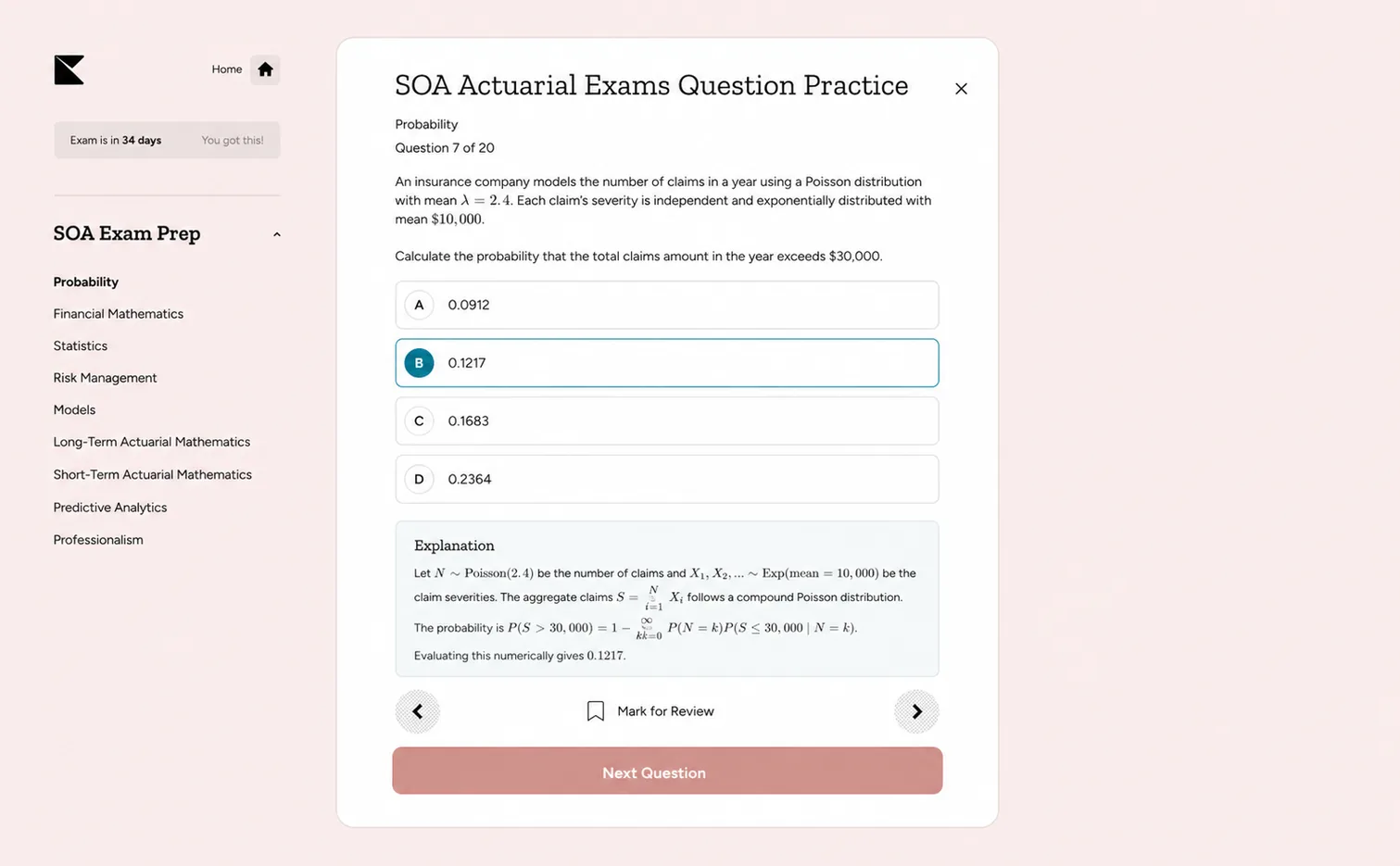 Kinnu SOA Actuarials question practice