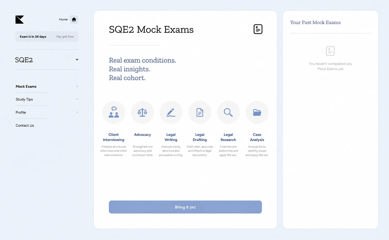 Kinnu SQE2 mock exam analytics