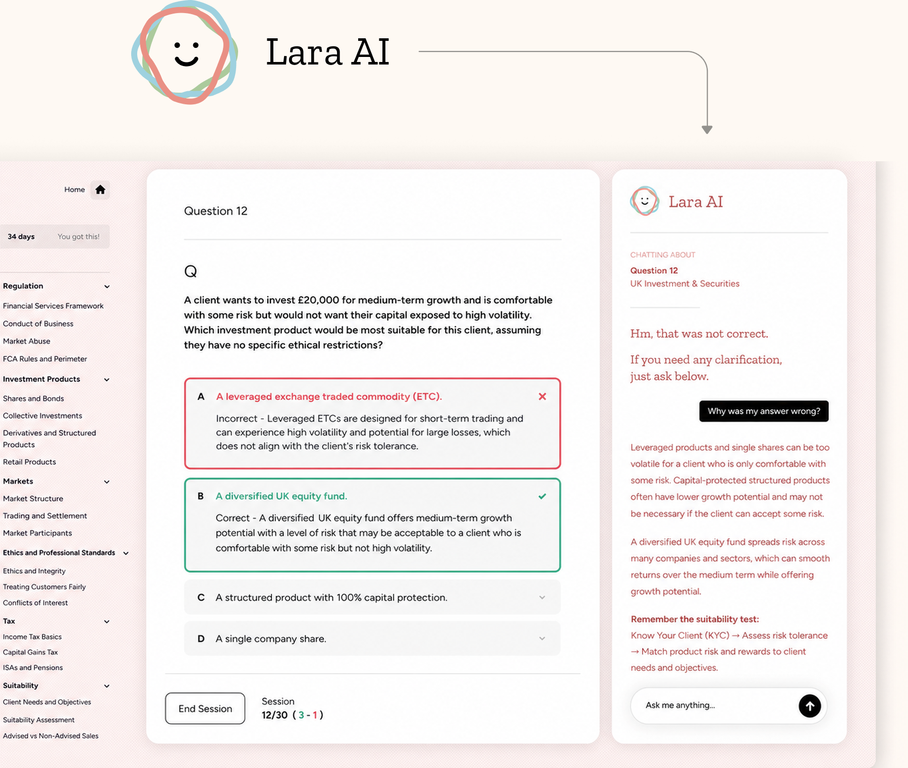 Lara AI chat interface