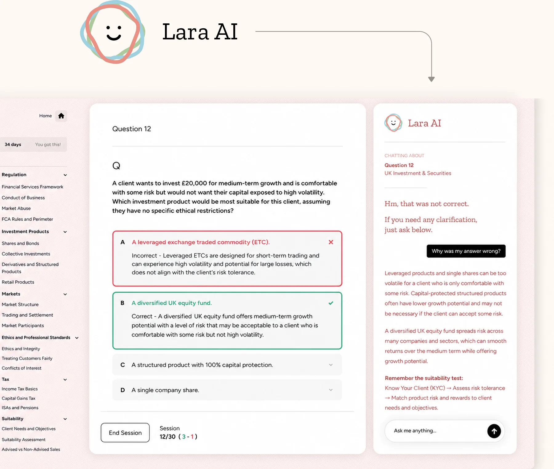 Lara AI chat interface