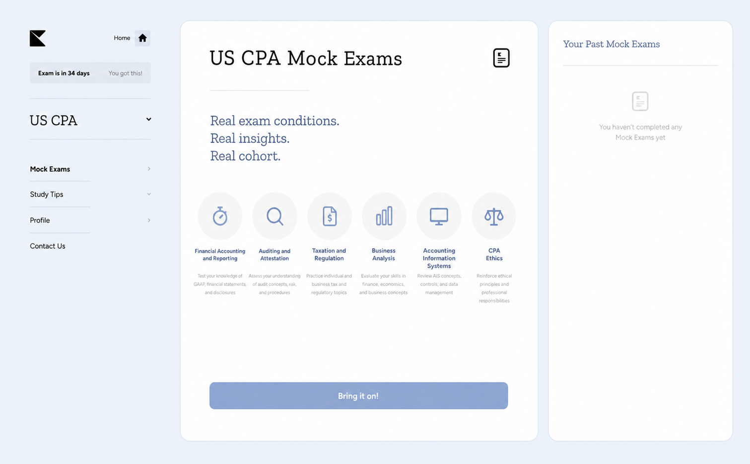 Kinnu CPA mock exam analytics