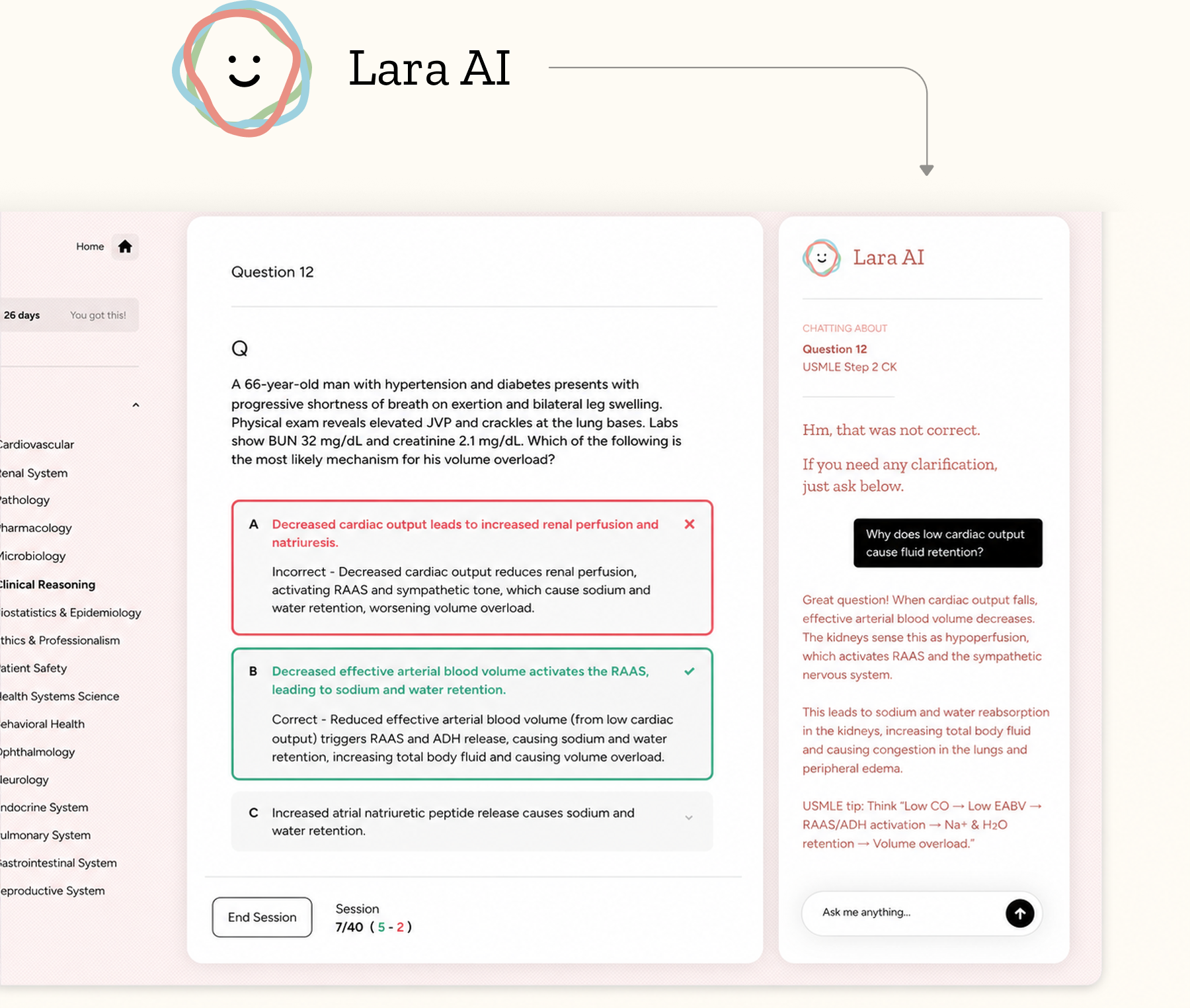 Lara AI chat interface